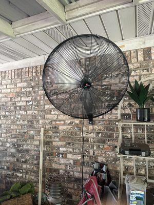 Fan installation under carport area.