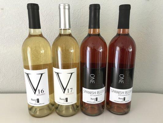 Our purchases: 2016 & 2017 Viognier, and 2017 & 2018 Tempranillo Rosé.