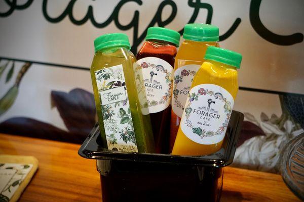 House-pressed juice made available for dine in or take it with you on your next adventure!