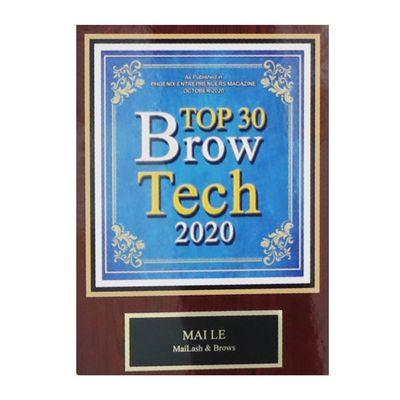 Master Artist Mai Le is voted as Top 30 Brow Tech 2020 in Arizona. She has trained her team to provide top notched services for our clients