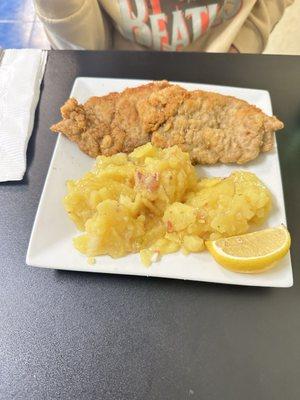 Schnitzel and "oh my word is this heaven" potato salad.