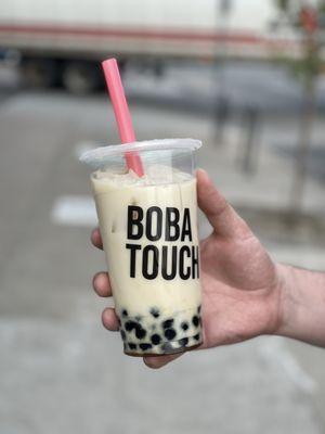 Omg banana oat milk boba tea of our dreams. Best we have ever had! Has a splash of Assam tea!