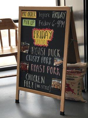 Roast duck and roast pork on fridays! Must preorder