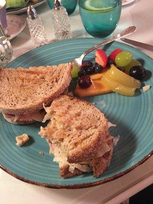 Ham panini and fresh fruit