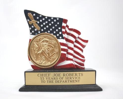 Fabulous custom engraved plaques and awards for firefighters, police officers, sheriffs, and EMT's.