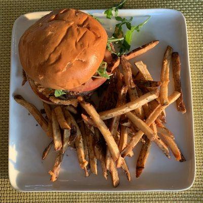 Greca burger with Greek fries