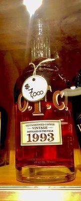 OFC 1993 Vintage Bourbon is the priciest item in here per Gino