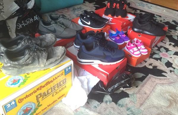 Picked up all these kicks for my family expect for the old camouflage Nikes on the left. Thanks Robert.