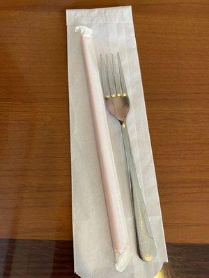 Prepackaged fork & straw