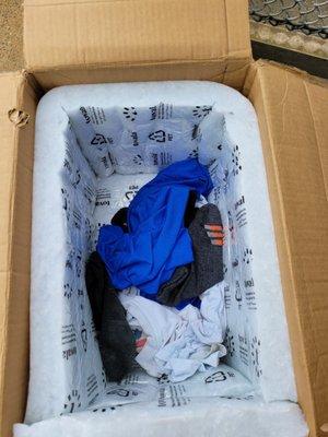 Box full of dirty clothes how disgusting