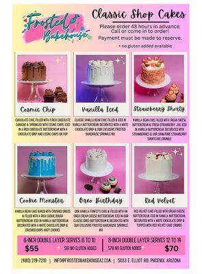 Shop Cake Menu