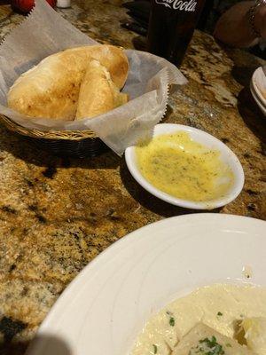 Bread and garlic butter sauce. The sauce is so good