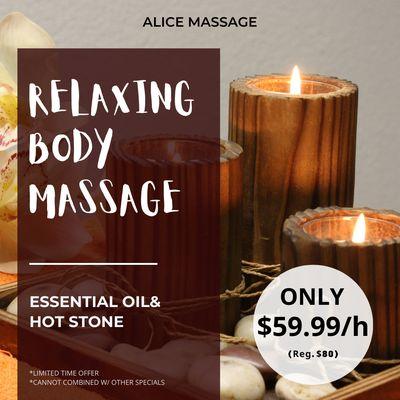 Alice Massage
 5910 Wilcox Pl C, Dublin, OH 43016
 Call us at 614-967-0217