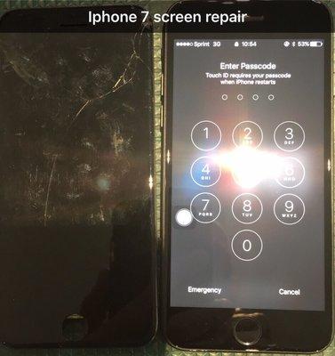 Cheapest iphone 7 cracked,broken screen repair before and after norwalk California.