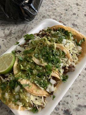 Four carne asada tacos !!