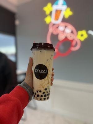 Dream Tea: Jasmine Milk Tea with 30% sweetness and boba