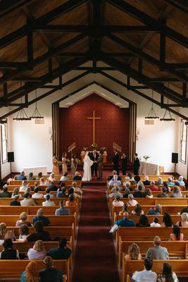 Speakers and sound setup for wedding ceremony