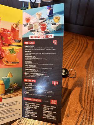 Drink menu