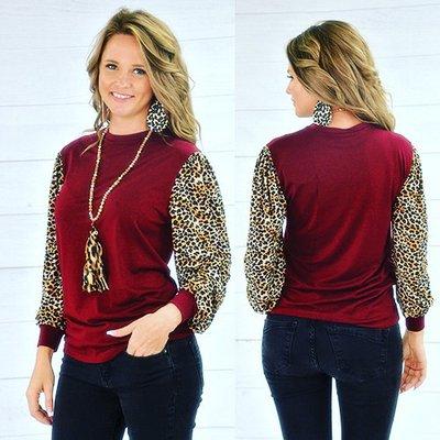 Maroon w leopard sleeves