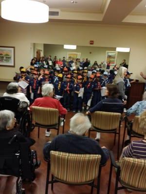 Celebrating the holidays with West Torrance Cub Scots. My grandson Matthew is in the group.