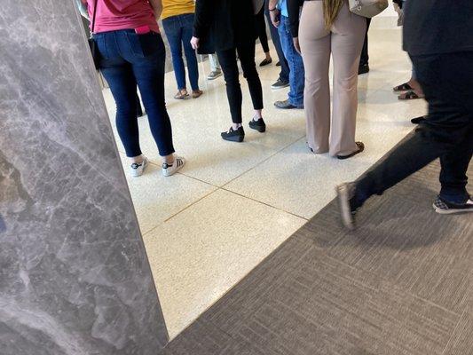 Waiting on the elevator after we were released