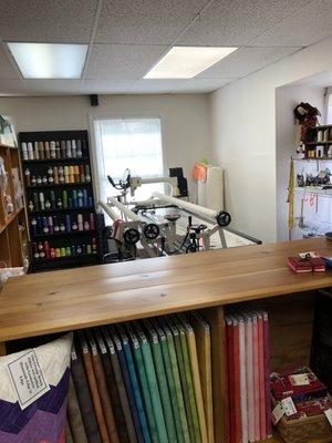 Our long arm machine. We offer edge to edge quilting services for quilts up to 78 inches wide.