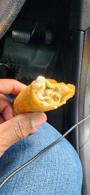 Dumbest thing I've ever seen! Boudin with cheese in an egg roll. SMH.