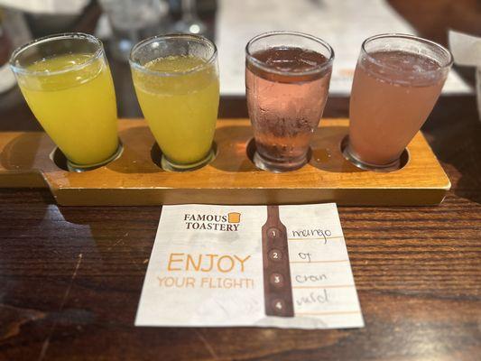 Mimosa Flight : mango, original, cranberry, wildberry