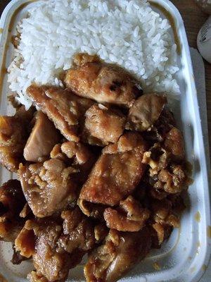 Bourbon chicken (extremely salty)