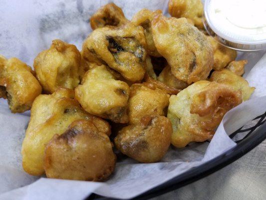 Freshly Battered Mushrooms