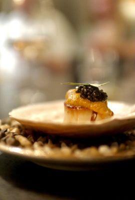 Scallop with uni and caviar