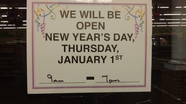 I guess we won't be the only ones working New Years Day.