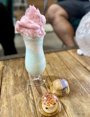 Blue Cloud Cream, Creme Brûlée Macaron, and Ube Macaron