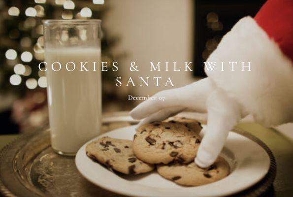 Join us for Milk & Cookies with Santa on December 7th!

https://www.eventcreate.com/users/239244/events/232365