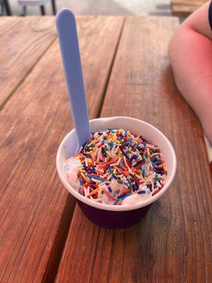 1 scoop birthday cake w/ rainbow sprinkles