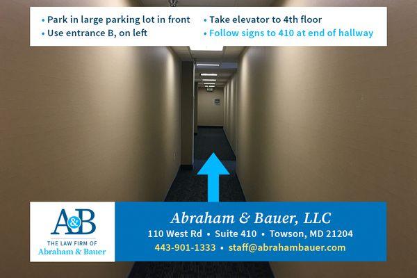 Find The Law Firm of Abraham & Bauer in Towson, MD