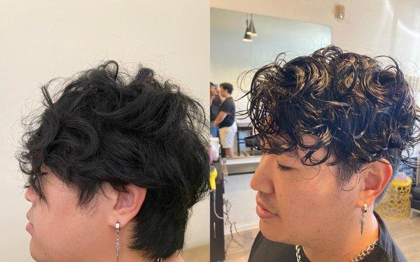 A Crown Perm with Faded Undercut