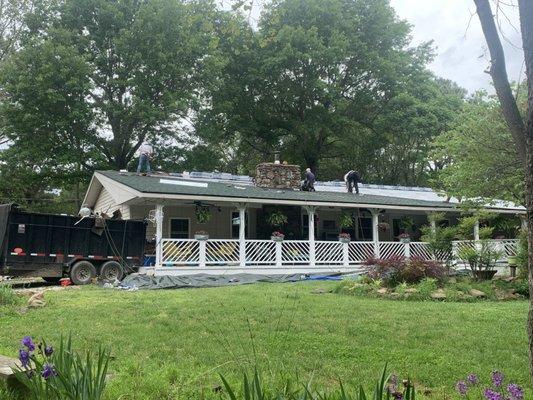 Crew working on the roof