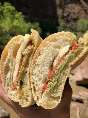 Caprese sandwich. Delicious & on very soft bread.