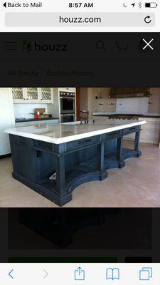 Kitchen Island built at 36 inches set for three taller chairs