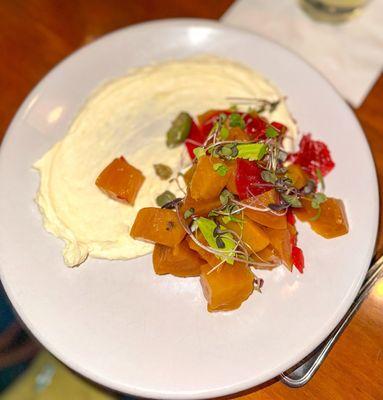 Whipped Ricotta w/ roasted beets, Castelvetrano olives, marinated carrots