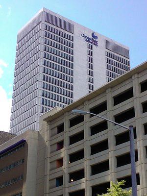 Georgia State Univ. has expanded to the point that they've got their name on this bigger building closer to Peachtree Center.