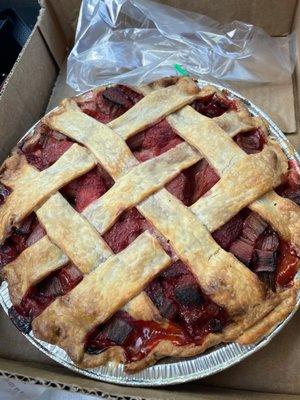 Strawberry Rhubarb pie. Still warm!