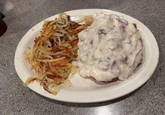 Chipped beef. Salty. But good.  These were supposed to be home fries. They were hash browns. NOT home fries.