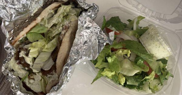 Beef and Lamb Pita with Side Greek Salad Combo