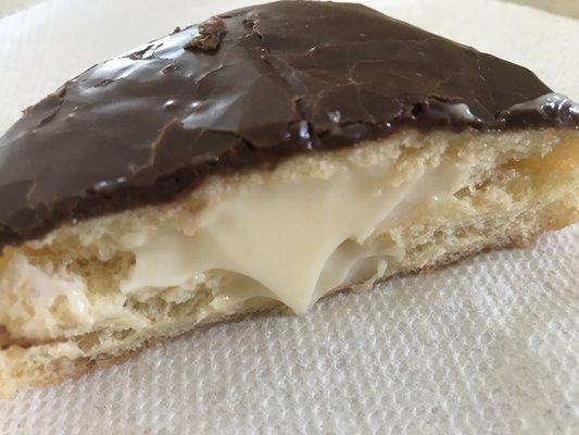 Custard-filled chocolate donut