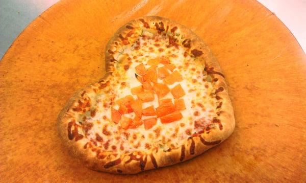 heart-shaped pizza