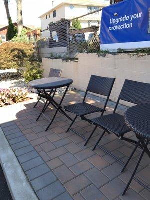 Outdoor waiting area for customers