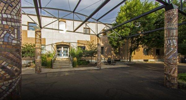 The front of the historic Trestle Building.  Home of Amnet's world headquarters.