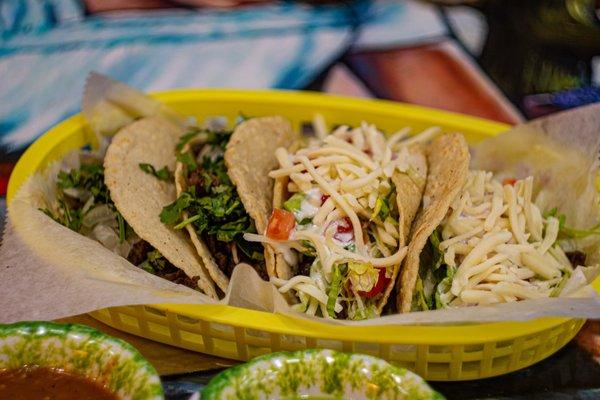 2 Mexican and 2 American style tacos